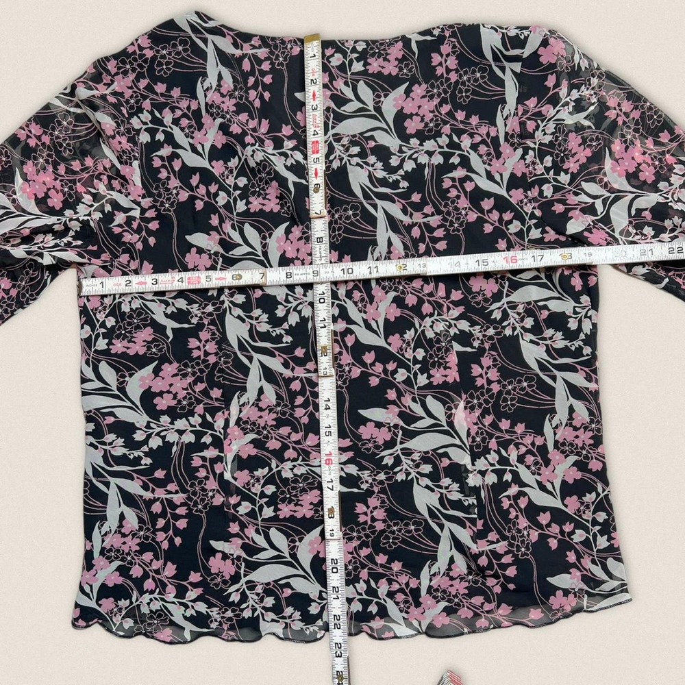 Y2K Floral Long Sleeve Blouse Top | Size Large | Apt. 9 | - Picture 4 of 4